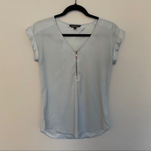 Express light blue zip front blouse
